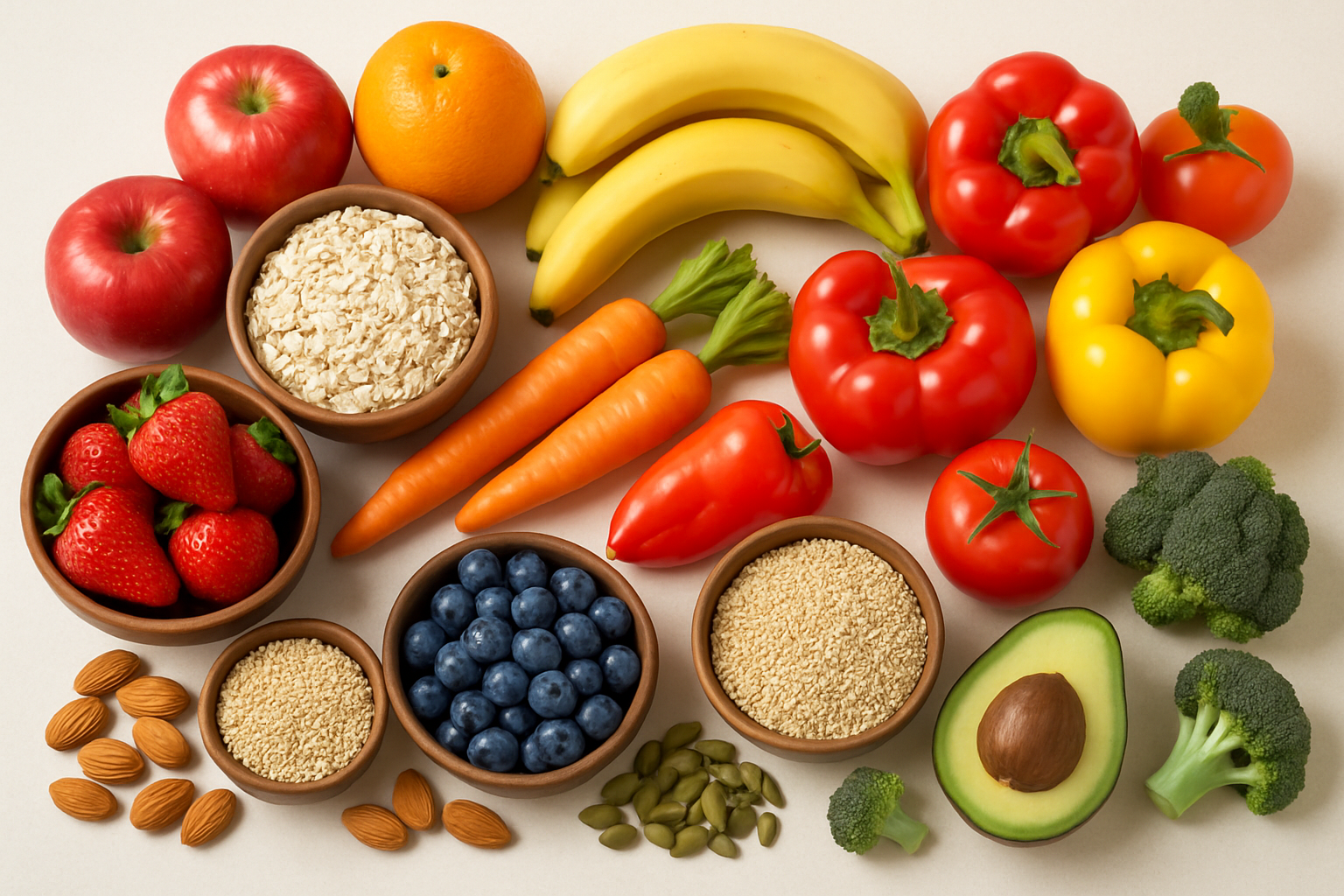 Alimentos saudáveis e coloridos